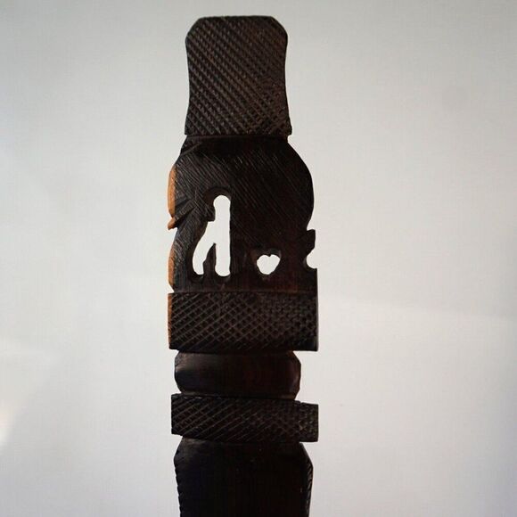 Vintage Elephant Heart Wood Fork African Hand Carved Folk Art Long Handle - Picture 2 of 9